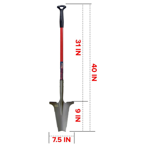 Beast Of A Compact Steel Garden Spade With Serrated Blade And Inverted V Tip For Root Removal, Red Portable Digging Shovel
