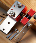 Heavy Duty Banding Strapping Tool With Ergonomic Handle for Fast Packing, showing metal components and screws on wooden surface