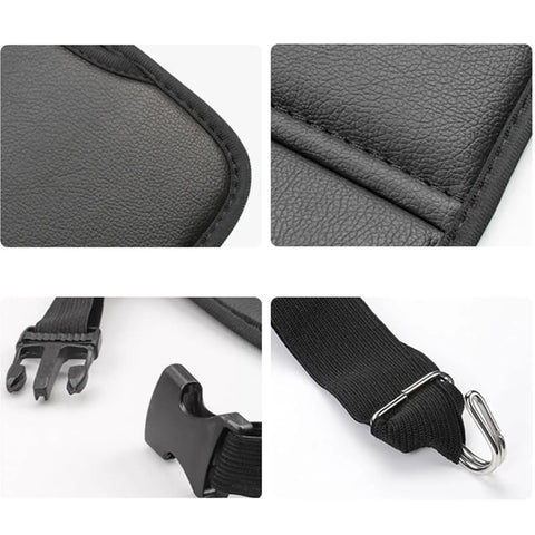 Detailed view of Anti Kick Seat Back Protector For Tesla Cybertruck 2023 And 2024 with faux leather and attachments.