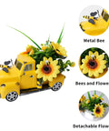 Metal Truck Decor With Sunflowers And Bees, Large Vintage Pickup Table Centerpiece For Living Room Or Kitchen, yellow truck with flowers
