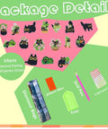 Black Cat Diamond Art Magnets Kit 16Pcs 5D DIY Diamond Painting Magnets with tool kit and rhinestone refrigerator crafts