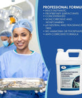 Straight Up Heavy Duty Enzymatic Ultrasonic Cleaner One Gallon Solution with dental tools in a surgical setting.