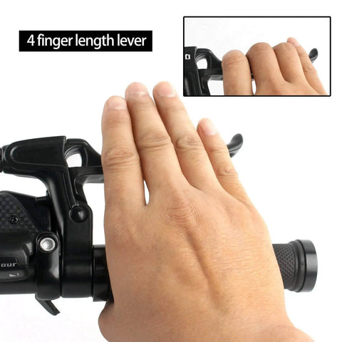 Hand demonstrating grip on Dual Pack 4-Finger Anti-Skid Bicycle Brake Levers for 22mm Handlebars Aluminum Alloy Non Slip Levers