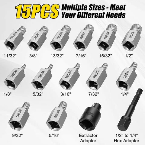 Top Tier 15 Piece Easy Out Screw Extractor Kit With Bolt Remover Drivers And Storage Case For Stripped Damaged Fasteners 15 sizes