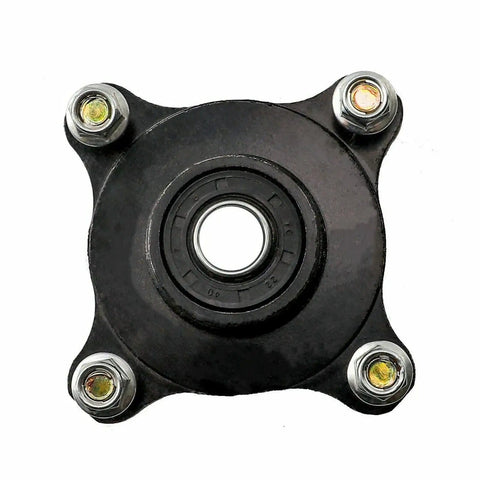 Front view of Front Wheel Hub Steering Knuckle Spindle And Brake Disc Rotor For ATV Quad Go Kart No Caliper Heavy Duty Front