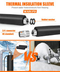 Heated water hose with black thermal insulation sleeve, 3/4 inch US-standard connector and rubber washer.
