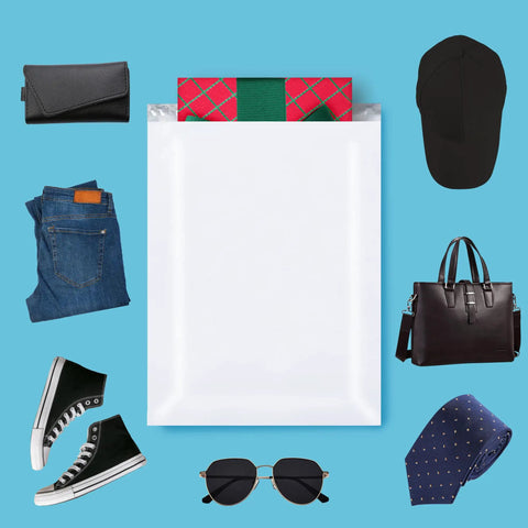 12x15.5 Inch White Poly Mailers 100 Pack With Tough Self Seal Adhesive, ideal for clothes and accessories packaging