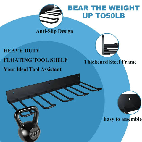 Heavy Duty Drill Storage Rack 2 Pack Wall Mounts That Hold Four Drills, Metal Construction For Garage And Workshop Organization