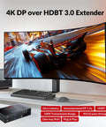 4K DisplayPort KVM Extender Over Ethernet HDBaseT 3.0 PoE With Uncompressed DP 1.2a Transmission 4K60Hz Zero Latency 100m Range For Pro Gaming Setups And Workstations, monitor and transmitter