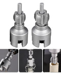 2pc Threader Set For PVC Pipes 1/2 And 3/4 Inch Opener With Electric Drill includes alloy threading tools for pipe repairs.