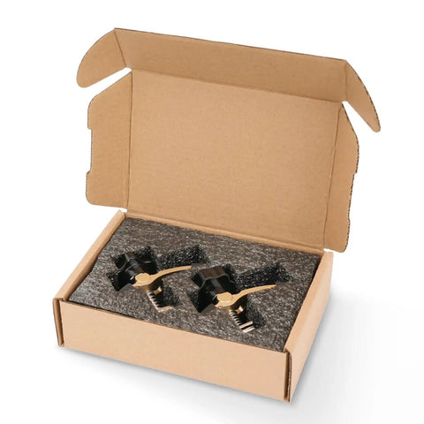 Open box showing Two Pack Mini Hold Down Clamps Kit For CNC Routers The Go To Choice For DIY Woodworking And Metalworking Compatible With 3018 Series
