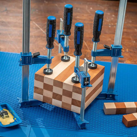 Multiple 18 Inch Sure Foot F Style Clamp With No Tip Base For Hands Free Positioning One Hand Setup Versatile Woodworking