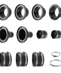 Oskool 4 Inch Magnetic Dust Collection Quick Connect Kit With Adapters Flex Cuffs Clamps for Table Saw Planer showing rubber adapters and clamps.
