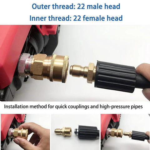 Heavy Duty Brass Quick Connect Hose Adapter For 9mm Tubing Leakproof Easy Install displayed during connection process