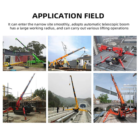 Heavy Duty Small Crawler Crane With Fly Jib And Hydraulic Telescopic Boom in various lifting applications outdoors.