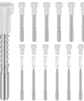 Top Shelf 12 Piece Window Screen Plunger Latches Kit featuring solid aluminum pins and stainless steel springs, set of rods and springs.