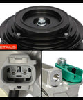 Heavy Duty AC Compressor With Clutch For Ram 1500 And 1500 Classic 2014 To 2023 showing clutch assembly, multi-groove design, and electrical connector.