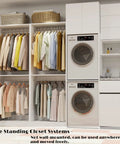 No Sweat Hella Spacious 8FT Modular Closet System Freestanding Walk-In Organizer With 12 Hanging Rods White Adjustable Storage Shelves for garments.