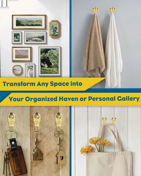 Heavy Duty Picture Hanging Hooks Set Gold Wall Mount Hardware Kit Thick Iron Build Supports Heavy Frames Mirrors Shelves Usa Built Rigged To Last No Sweat Install Killer Strength Holding Power