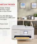 Straight Up Plug And Play All In One Printer For Home Office With Fast Print Copy Scan Built In Easy Setup And Reliable Wireless Inkjet That Handles Documents And Photos Like A Champ, showing contents in box with printer and cartridges.