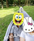 Extra Large Two Person Hammock For Patio And Garden, 330 By 150 Cm Canvas Cotton Hammock With 600 Pound Capacity in use outdoors