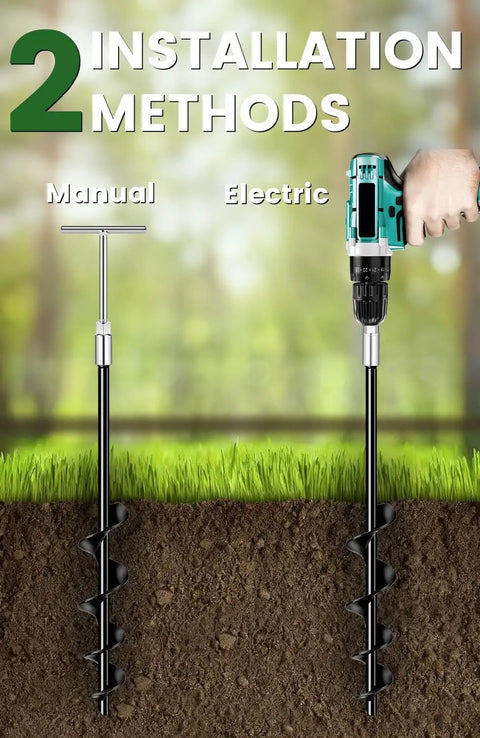 Heavy Duty Trampoline Ground Anchors 19 Inch Screw In Stakes for Manual and Electric Installation Demonstration