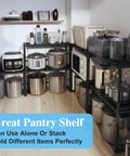 Expandable Metal Storage Shelves With 110 Lbs Capacity Heavy Duty Adjustable Rack for kitchen appliances in a pantry