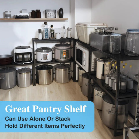 Expandable Metal Storage Shelves With 110 Lbs Capacity Heavy Duty Adjustable Rack for kitchen appliances in a pantry