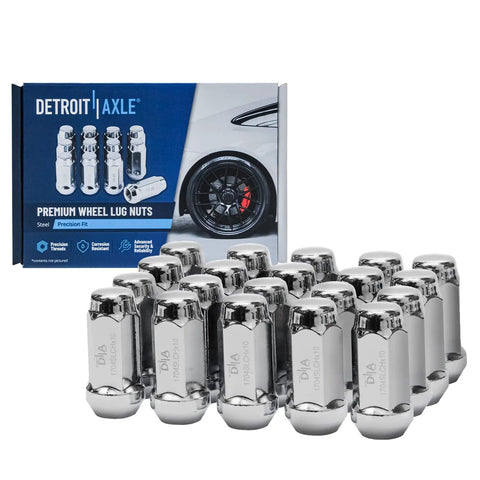 Front view of 20 chrome lug nuts for 2006-2010 Ford Explorer Sport Trac Mercury Mountaineer with box packaging