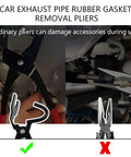 Exhaust hanger removal tool with 25° offset, black pliers with red grips for dismantling exhaust hangers (Amazon)
