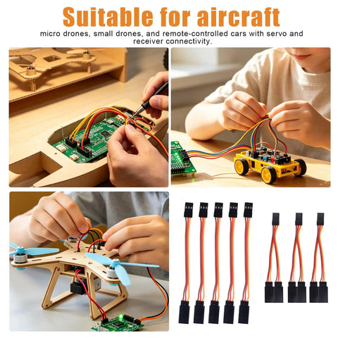 8-Piece Servo Extension Cables And Y Harness Splitters, 30-Core 3.94in 10cm And 30-Core 4.72in 12cm Y Wires for RC models