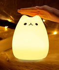 Adorable Cat Shaped Night Light For Kids Who Love Cozy Vibes Silicone USB Rechargeable Multicolor LED Lamp With 7 Color Modes Safe