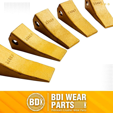 Five Pack 230SP Backhoe Bucket Teeth With TF23P Flex Pins For 23 And 230 Series Skid Steer Loaders And Excavators Displayed