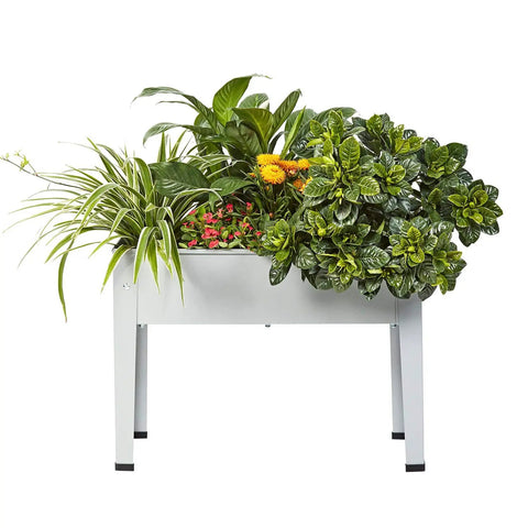 Raised Garden Bed With Legs, Galvanized Steel Planter Box For Herbs And Vegetables, 24 Inch, Gray, Rust-Resistant Coating