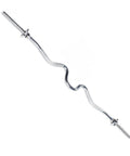 1 Inch Threaded Curl Bar With Collars For Standard Plates, Solid Steel Chrome Finish, Dual Grip Positions To Target Biceps And Triceps