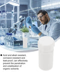 Lab with scientist and 25Ml PTFE Reagent Bottle Empty Plastic Laboratory Bottle Set With Caps for powder and liquid storage.