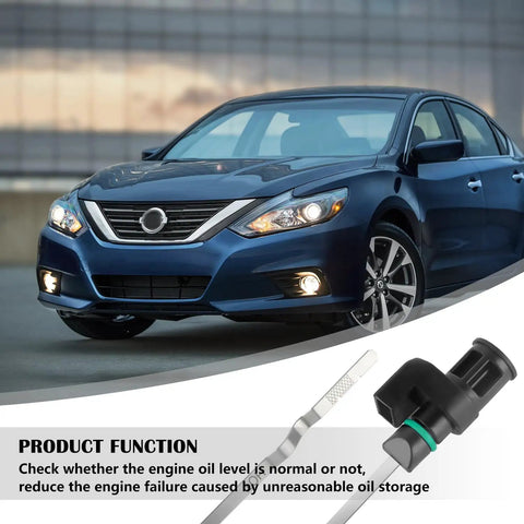Image of a blue car with CVT Transmission Dipstick For Nissan Altima Quest And More 21.65 Inch Length Oil Level Indicator Gauge Replacement OEM 31086-JA00A 31086-JA000 shown in foreground