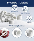3/4 X 1/2 Inch PVC Reducing Bushing Socket To Socket White Pipe Fitting Adapter 10 Pack Schedule 40 Plastic Reducer Bush For Home Plumbing Pool And Industrial Use, white PVC reducer bush
