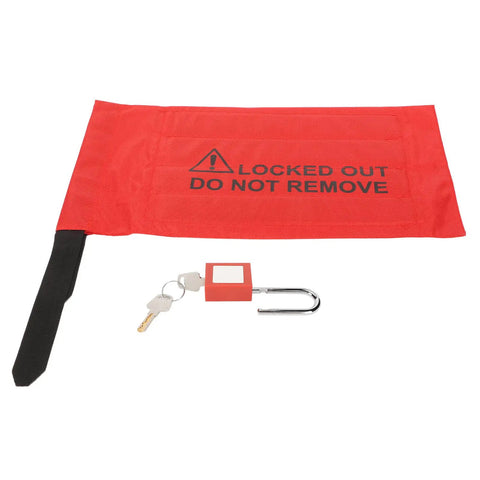 38mm Shackle Safety Padlock Lockout Tagout Lock With PVC Bag For Industrial Electrical Equipment LOTO Lock, keys, and safety tag.