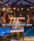 Outdoor 240ft Vintage Style LED String Lights Waterproof For Patio Yard Balcony Gazebo Porch Shatterproof Bulbs 120 Plus 4 Commercial Grade All Weather illuminating a patio dining area