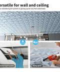 Decorative 2x2 Glue Up Ceiling Tile Floral Gray Pack of 12 for Drop Ceilings, lightweight PVC installation guide.