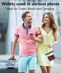 Couple at airport with suitcase and Clear TSA Approved Security Toiletry Bags Quart Size For EU UK And US Carry-On Regulations.