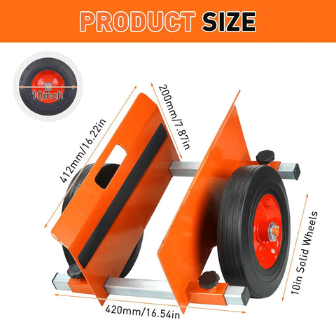 All Terrain Panel Dolly With 1100 Lbs Capacity Adjustable Clamp Panel Cart With Wide 10 Inch Wheels And Easy Grip Handle, orange, product size dimensions