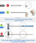Comparison of Watch Link Removal Kit With Leather Strap Punch And Durable Band Tool For Quick Repair No Fuss Adjustment And Resizing, showing our improved design with longer handle and anti-slip hammer.