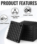 Heavy Duty Square Rubber Lift Arm Pads Set Four With Sure Grip Cushioning For Two Post Auto Jack Stands Garage Blocks showing features.