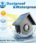 Solar Powered Wireless Driveway Alarm System With Weatherproof Motion Sensors And Long Range Receiver Includes 1 Receiver And 2 Sensors No Battery Changes Needed Half Mile Range splash-proof sensor with IP65 rating in water.