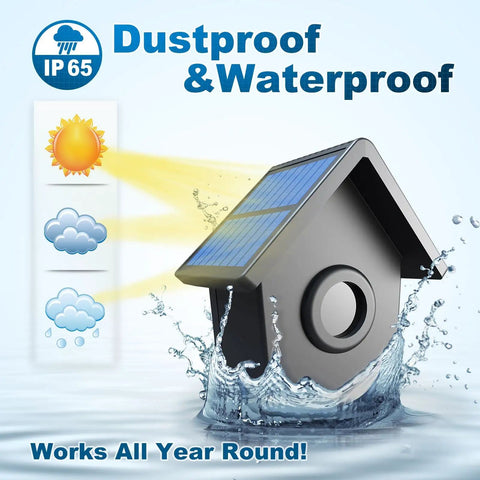 Solar Powered Wireless Driveway Alarm System With Weatherproof Motion Sensors And Long Range Receiver Includes 1 Receiver And 2 Sensors No Battery Changes Needed Half Mile Range splash-proof sensor with IP65 rating in water.