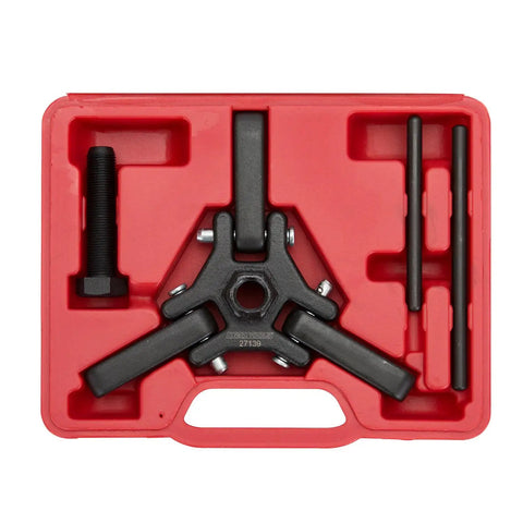 Chrysler Harmonic Damper Puller And Balancer Removal Tool Set in red case, 3-jaw puller, adapter rods, for mechanics