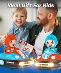 Father and son with Two Player RC Bumper Cars Set For Kids 3 And Up With Remote Control Battle Cars LED Lights Music And Sound.