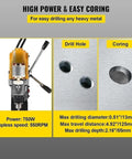 Badass Portable Magnetic Core Drill Powered By A Beast Mode 750W Copper Motor showing drill specs for metal coring.